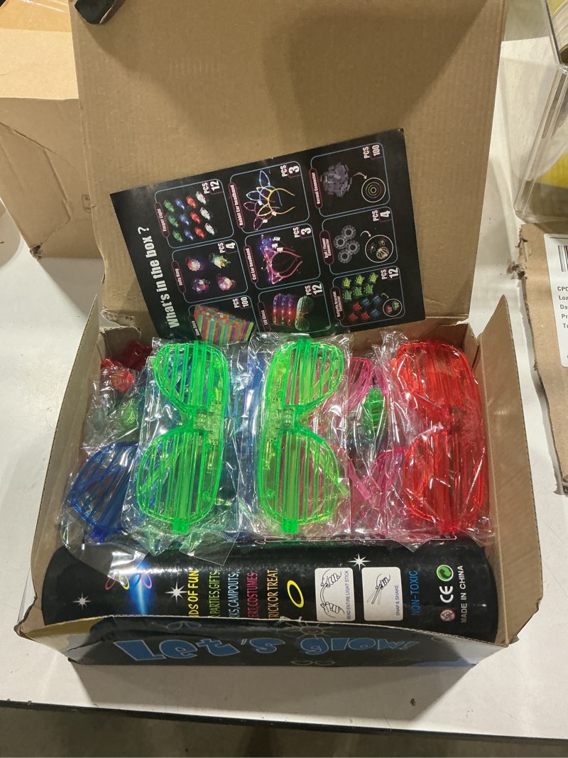Condition photo showing Good Condition for 150pcs glow in the dark party supplies for kids adults, light up party favors with light up glasses, headband, rings, 100 glow sticks bulk party pack diy glow necklaces bracelets, neon party supplies