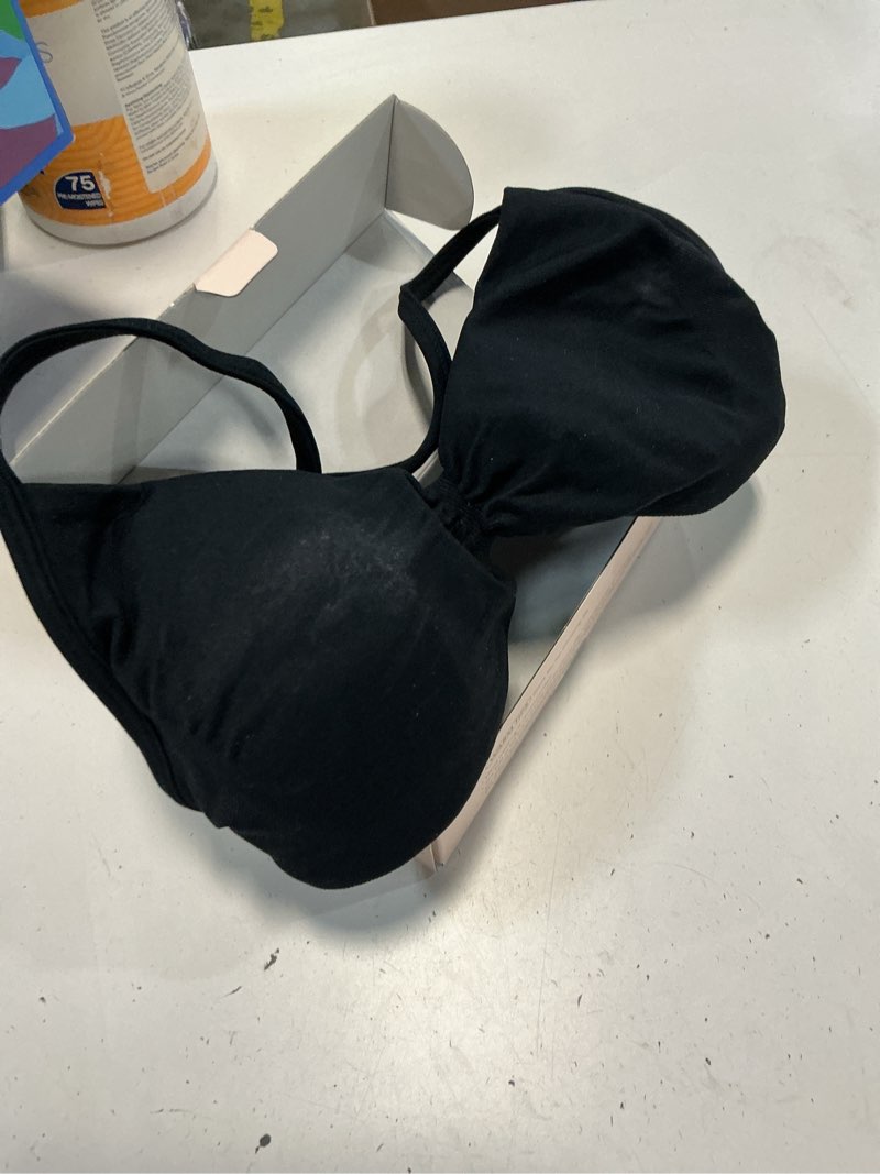 Condition photo showing As Is for voyjoy impact strappy sports bra adjustable padded workout gym yoga bra crop top for women black small