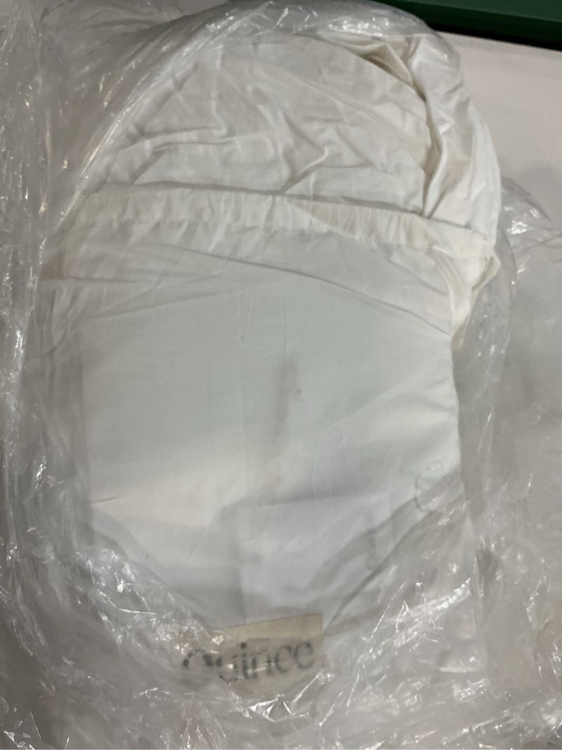 Condition photo showing As Is for organic crisp percale sheet set, king, white
