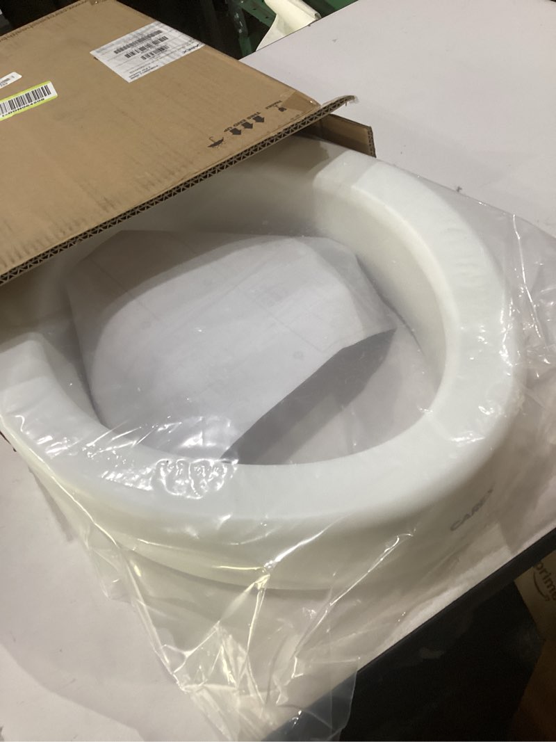 Condition photo showing New/Like New for carex toilet seat riser  elongated raised toilet seat adds 3.5 inches to toilet height  for assistance bending or sitting  300 pound weight capacity toilet riser