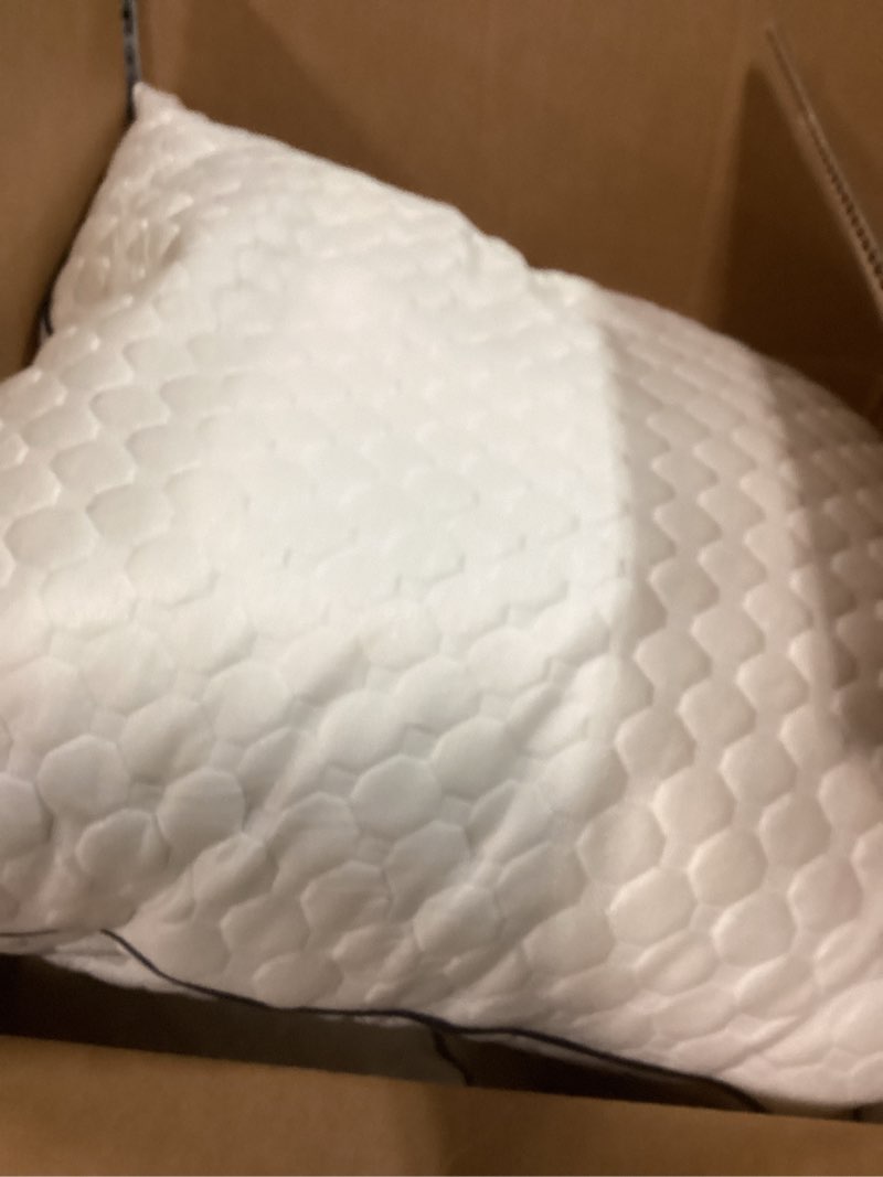 Condition photo showing As Is for Shredded Memory Foam Pillows King Size Set of 2, King Pillows for Sleeping 2 Pack, Adjustable Firm Pillows for Side Back Stomach Sleepers, Washable Support Bed Pillows White King (Pack of 2)