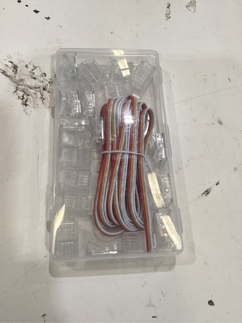 Condition photo showing Good Condition for pautix 10mm connectors for 3-pin cct cob led strip lights,20pcs strip to wire connectors,10ft(305cm) long 22awg extension 3 wires for non-wired gapless solderless,5v 12v 24v led strip lights jumper 10mm 3-pin