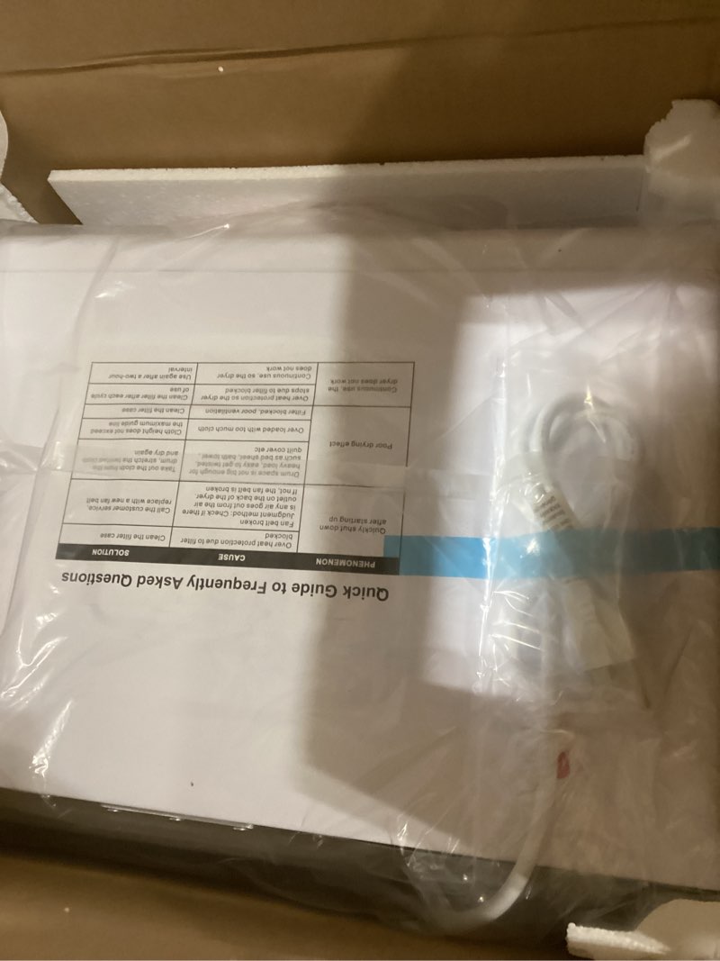 Condition photo showing New/Like New for Euhomy 110V Portable Clothes Dryer 850W Compact Laundry Dryers 1.5 cu.ft Front Load Stainless Steel Electric Dryers Machine with Stainless Steel Tub for Apartment,RVs,Dorms,White Easy Control 1.5 Cu.Ft.