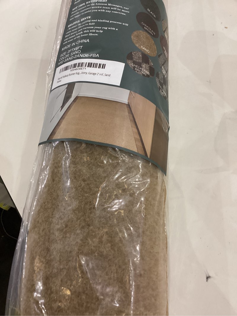 Condition photo showing Good Condition for Heyroll Hallway Runner Rug, Backed Non-Slip Waterproof Runner Rugs, Custom Size Washable Outdoor Indoor Carpet Runner Rug for Floor, Entryway, Kitchen, Laundry, Balcony, Garage 2' x 6', Sand