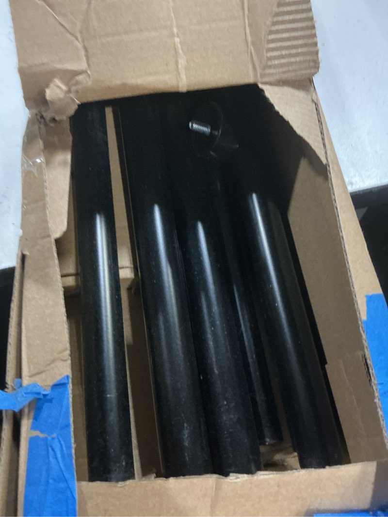 Condition photo showing As Is for kamanina double curtain rod for windows 140 to 195 inches (12-16 feet), 1 inch heavy duty black curtain pole, adjustable double rods with end caps black 140-195"