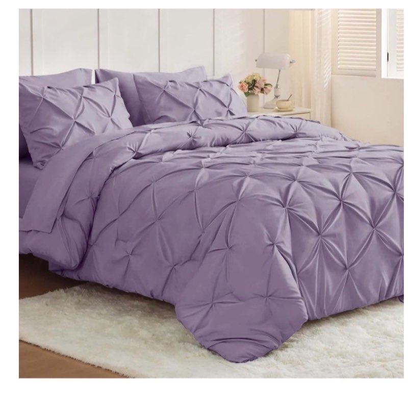 JOLLYVOGUE Full Size Comforter Sets 7 Pieces - Bed in a Bag Full for All Season, Pintuck Bedding Com