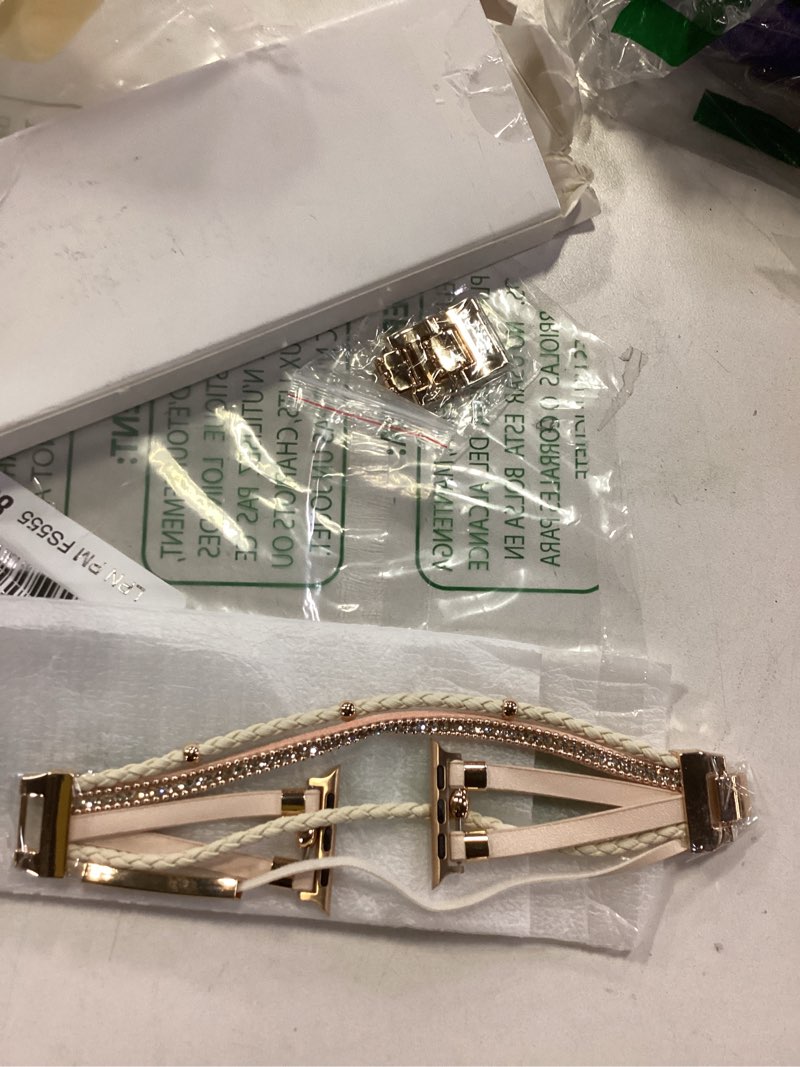 Condition photo showing Good Condition for Compatible with Apple Watch Band 40mm Women, Boho Bracelet for Apple Watch Bands 41mm 38mm Series 10 9 8 7, Multi Wrap Strap Leather for iWatch Bands 6 5 4 3 2 1 SE -Khaki Style1-Khaki 38mm/40mm/41mm/42mm(Series10)