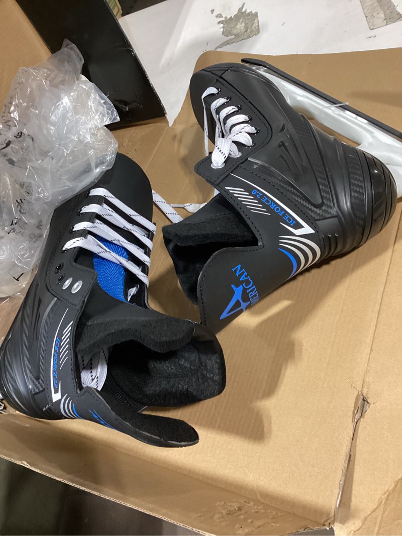Condition photo showing Good Condition for american athletic ice force hockey skates for men - lightweight ice skates with reinforced ankle support, moisture-resistant lining, stainless steel blade - recreational indoor & outdoor use 9_mens