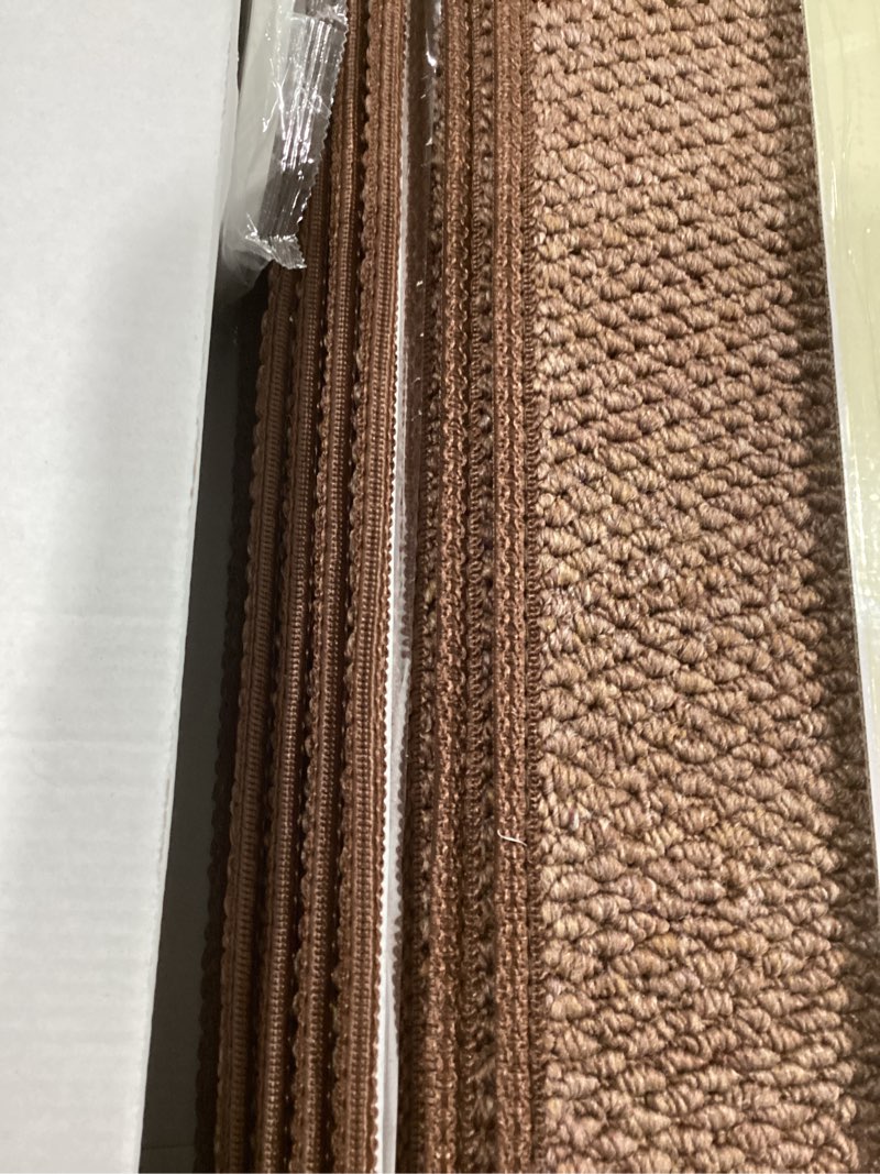 Condition photo showing Good Condition for mbigm bullnose non-slip stair treads w/reusable adhesive 14 pack 9.5" x 30" wooden steps protection - tpu backing with steel reinforcement - anti-slip solution knitted brown non slip stair tread 9.5" x 30" brown - knitted 14