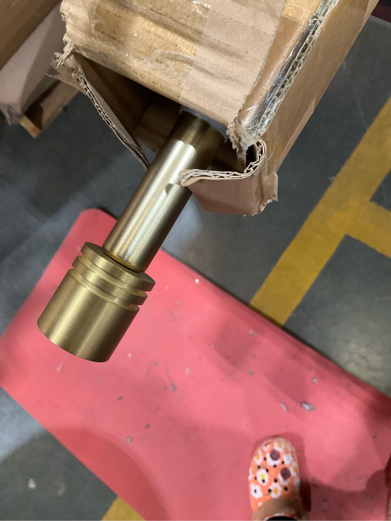 Condition photo showing Good Condition for double curtain rods 72-144 inches for windows, 1 inch diameter adjustable heavy duty drapery rod with aluminum alloy brackets and finials, modern stylish dual curtains rod, brushed gold brushed gold 72"-144"