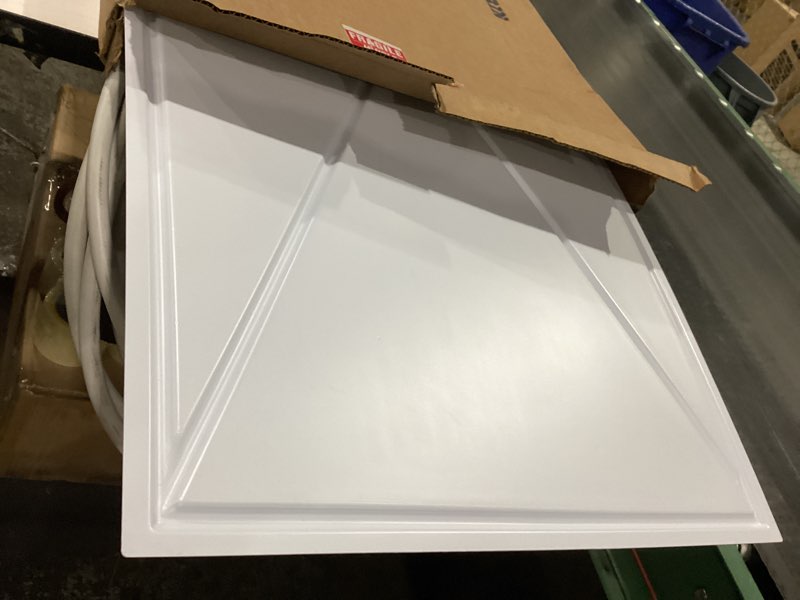 Condition photo showing Good Condition for Art3d Drop Ceiling Tiles 48x24, Decorative PVC Ceiling Panels, Waterproof Rustproof and Durable, Glue Down, Rectangular Black Rectangular White 24x48 in. Similar to picture 