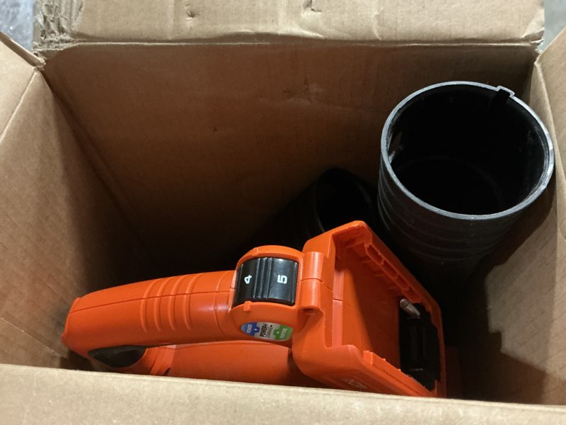 Condition photo showing As Is for BLACK+DECKER Leaf Blower Cordless with Battery and Charger, POWERCOMMAND 40V MAX 90 CFM Variable Speed Up to 120 MPH, Battery Leaf Blower, Hard Surface and Yard Sweeper (LSW36) Sweeper Kit
