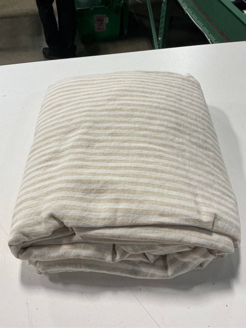 Condition photo showing Good Condition for european linen stripe duvet cover, king/cal king, natural/white stripe