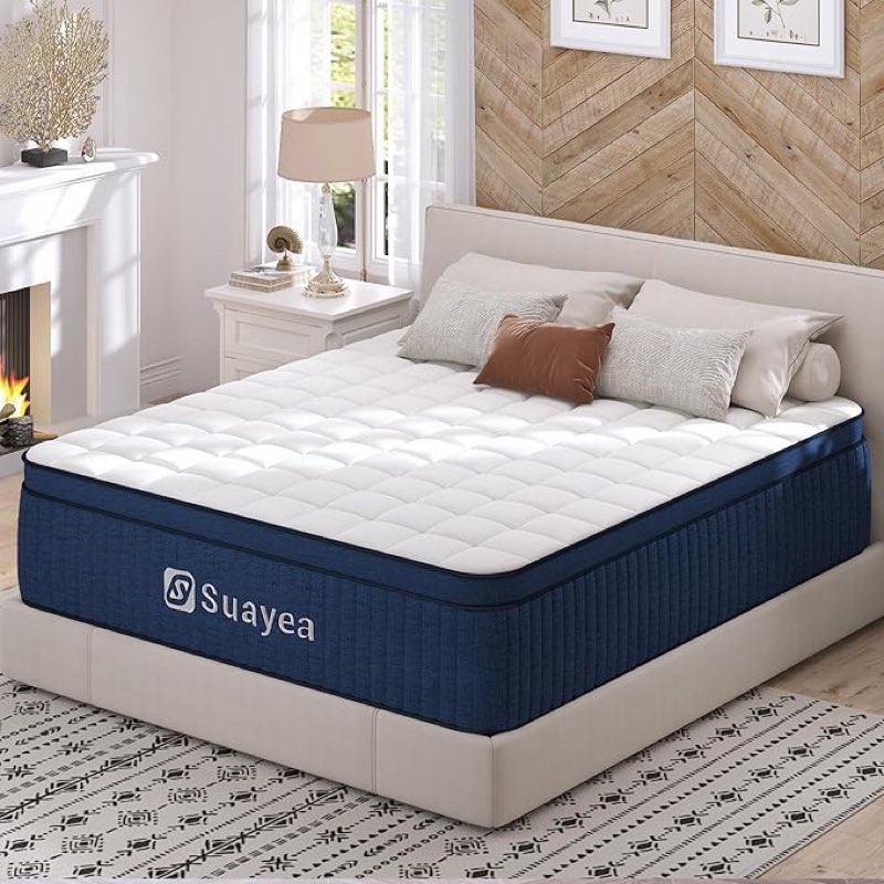 California King Mattress 12 Inch, Medium Firm Cal King Mattress in a Box, Ultimate Motion Isolation with Memory Foam and Pocket Spring, Strong Edge Support