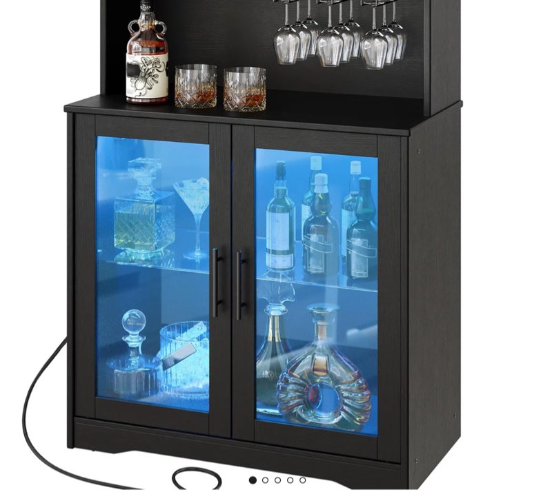 30.7\" wine bar cabinet with led light coffee cabinet with wine & glass rack and power outlets
incomplete 