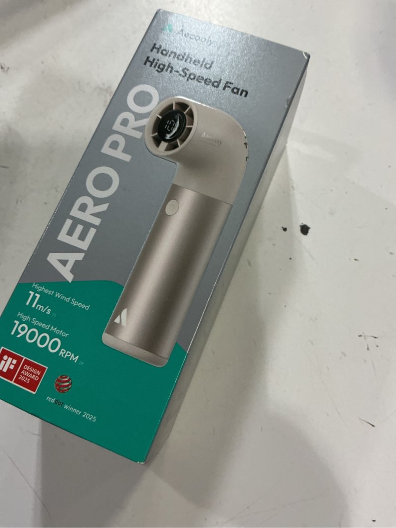 Condition photo showing New/Like New for aecooly portable handheld fan, powerful turbo mini fan, 19000 rpm high speed aero pro, 15h max cooling time, 6 speeds aluminum case, pocket rechargeable personal small travel gifts for women men -gold aero pro 3500mah gold