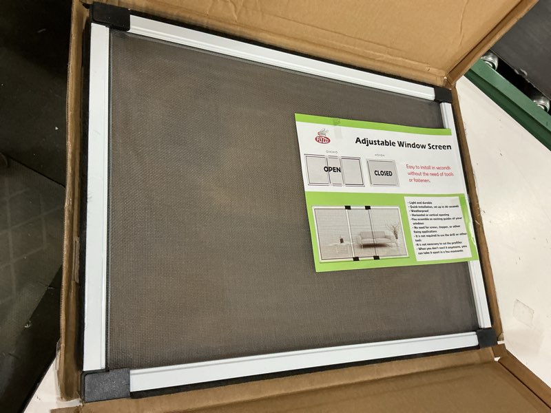 Condition photo showing Good Condition for flyzzz adjustable sliding window screen, 2 ways aluminum frame expandable window screen (15.74 ''h x21-40''w) or convert to vertical (21.65" h x 15-28" w), b 15.74 inches high by 21-40 inches wide 1 pack