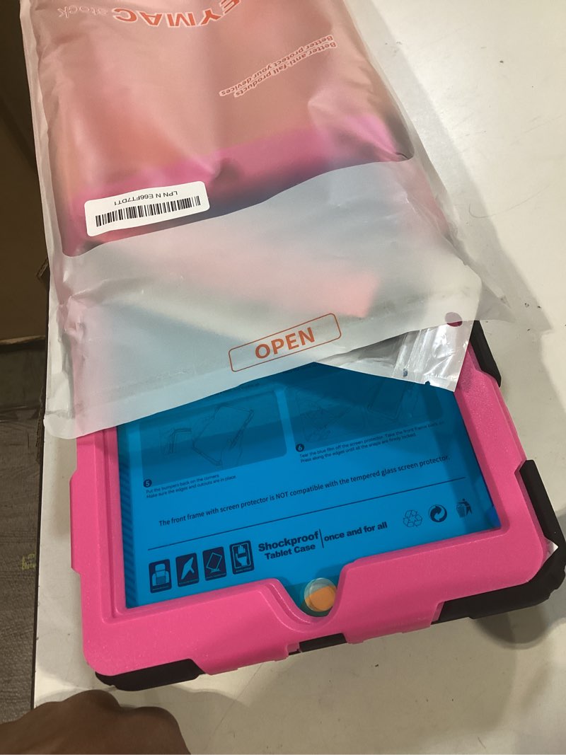 Condition photo showing Good Condition for seymac stock case for ipad 9th/ 8th/ 7th generation 10.2'', shockproof with screen protector, pencil holder [360° rotating hand strap] & stand, for ipad 10.2 inch 2021-2019 (rose+black)
