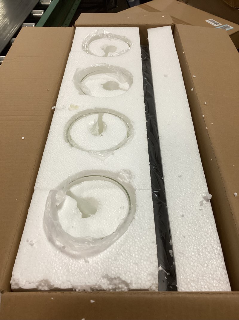 Condition photo showing Good Condition for Bathroom Vanity Light, Modern Matte Black 4-Light Bathroom Lights Over Mirror with Clear Glass Shade,Wall Sconces for Bedroom,Living Room