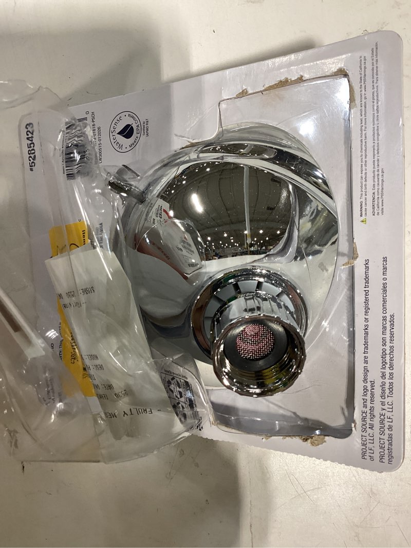 Condition photo showing As Is for project source chrome 3-in round fixed shower head 1.8-gpm (6.8-lpm)