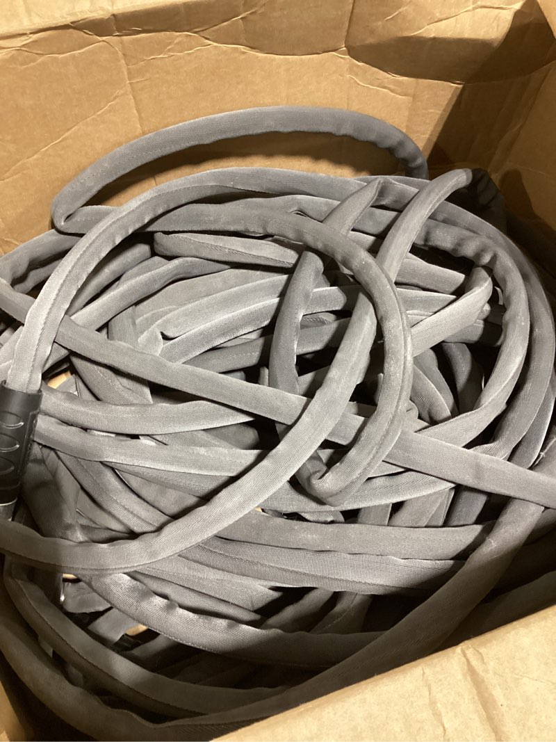 Condition photo showing As Is for flexzilla colors swivelgrip garden hose 5/8 in. x 100 ft., lightweight all-weather water hose, durable and flexible, leak-free connections, slate grey swivelgrip 100ft slate grey
