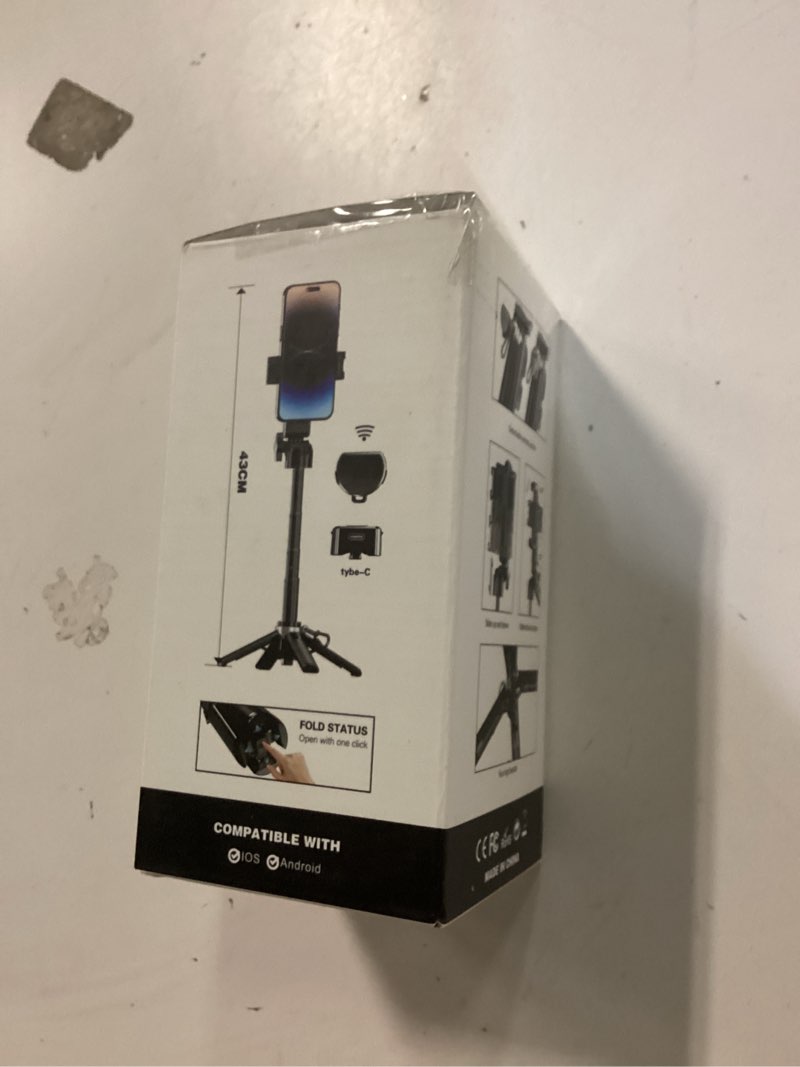 Condition photo showing New/Like New for Mini Selfie Stick Tripod Stand for iPhone ?6-Section Adjustable Height Extension (12-42cm)?10 Meter Remote One Click Control ?Suitable for Travel/Live Streaming/Outdoor Multiple Scenes black with light