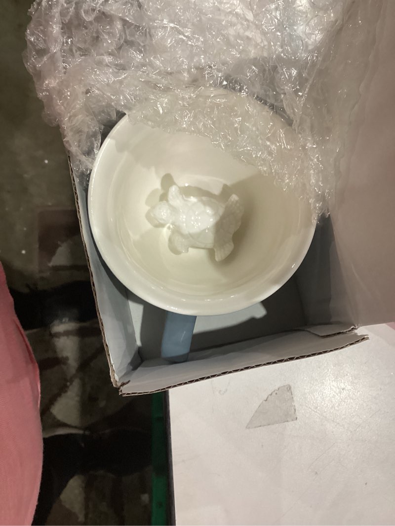 Condition photo showing New/Like New for Creature Cups TURTLE Ceramic Cup (11 Ounce, Grey Blue Exterior) - Surprise 3D Sea Animal Inside Emerges As You Drink - Birthday, Holiday Drinkware Gift for Ocean and Coffee & Tea Lovers