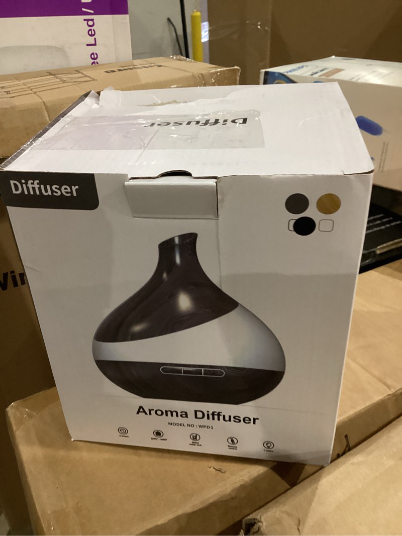 Condition photo showing As Is for 500ML Essential Oil Diffuser: Aroma Diffuser with Remote Control for Hotel Spa Yoga Room - Humidifiers for Bedroom with 14 Colors LED Night Light for Kids/Women Home Relaxation Onyx Black