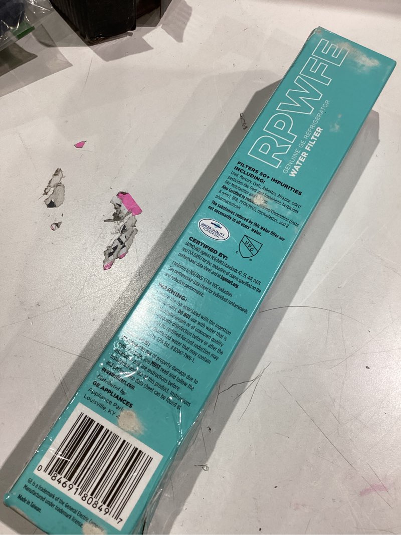 Condition photo showing Good Condition for GE RPWFE™ Refrigerator Water Filter, Genuine Replacement Filter, Certified to Reduce Lead, Microplastics, PFOA/PFOS, and 50+ Other Impurities, Compatible with GE Appliances Brands, Pack of 1