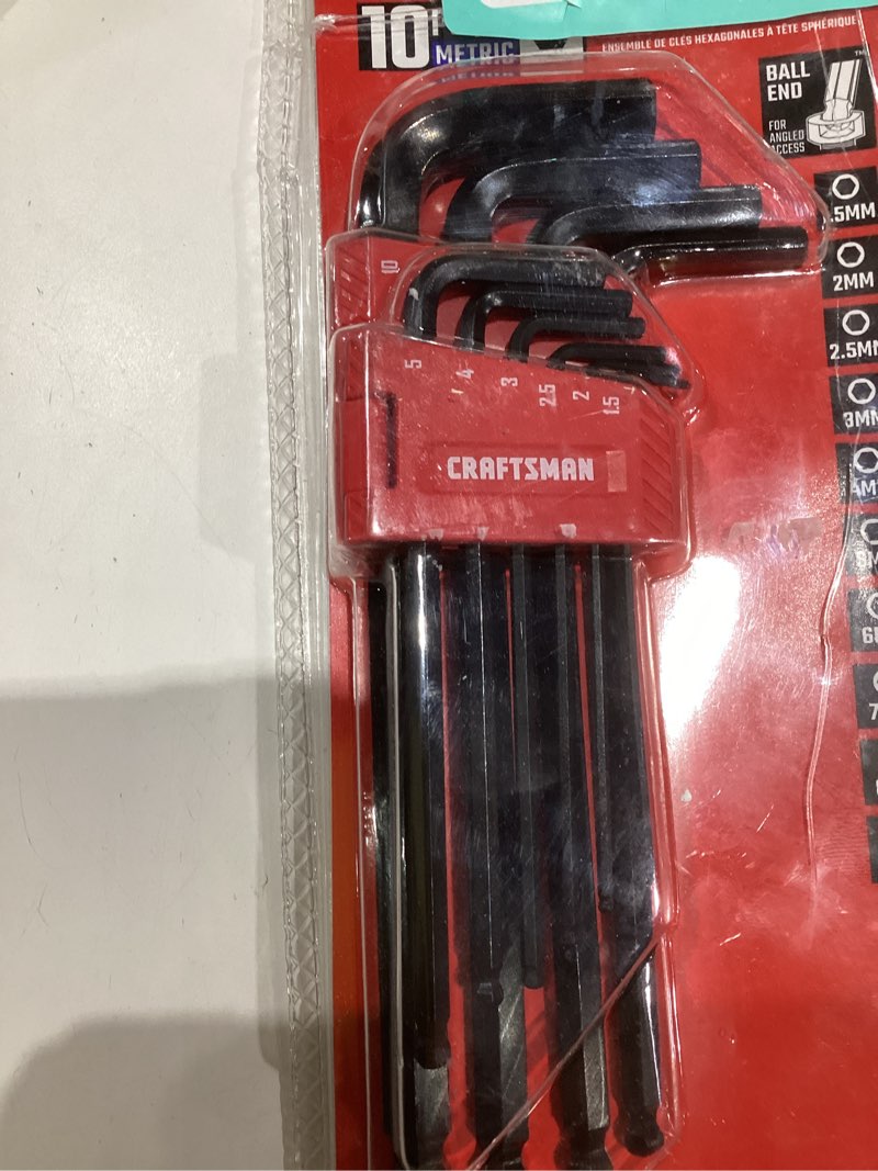 Condition photo showing Good Condition for craftsman hex key allen wrench set with ball-end, mm, 10 piece (cmht26029)