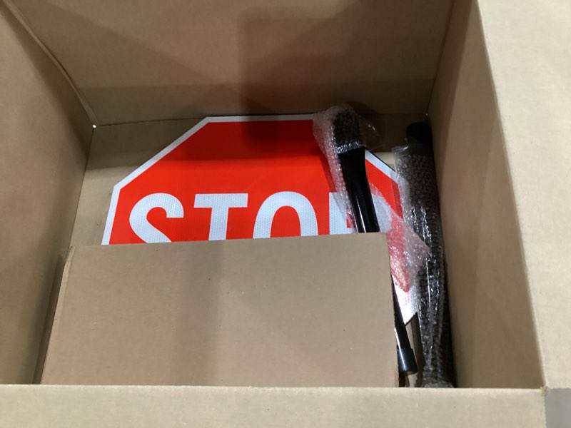 Condition photo showing Good Condition for gicnkeuz stop slow sign with metal handle, 18x18 inches double sided slow/stop sign, traffic reflective aluminum sign, fade resistant/waterproof, easy to mount (2 pack) red stop/slow sign 18"×18" - 2 pack