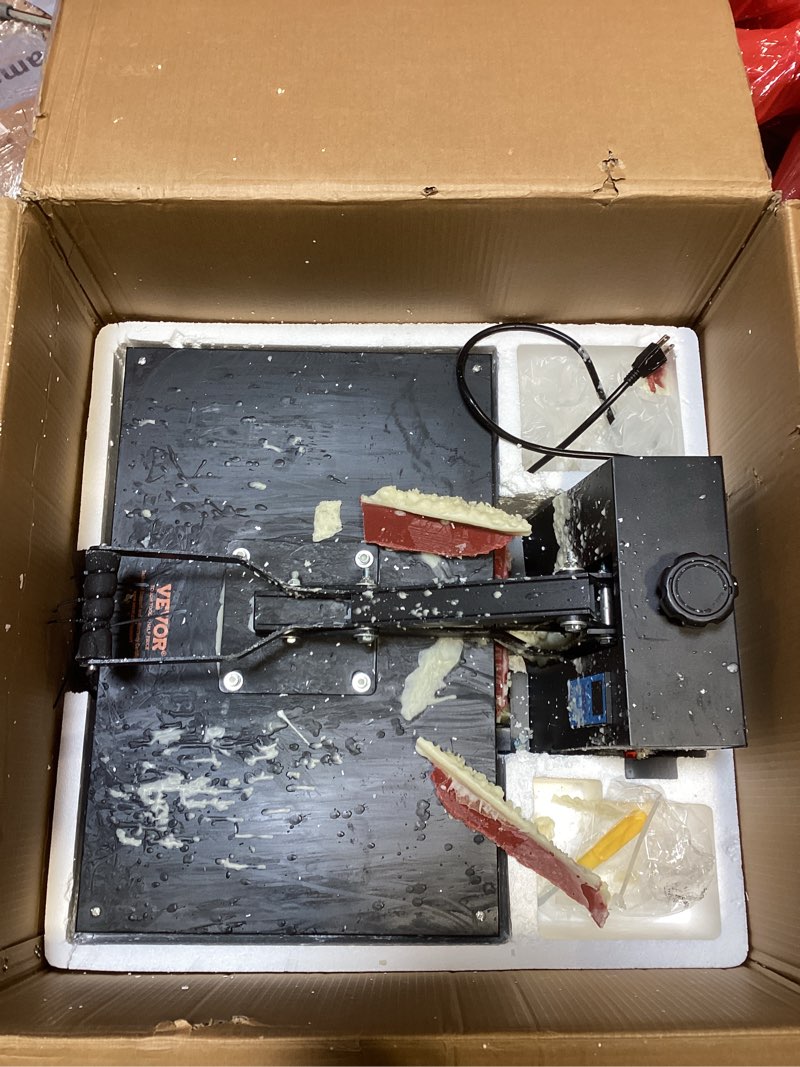 Condition photo showing As Is for vevor heat press 16x24, 1700w power heat press machine, fast heating, high pressure heat press machine for t-shirt, digital industrial sublimation printer for heat transfer vinyl, easy to use, black 16x24-black