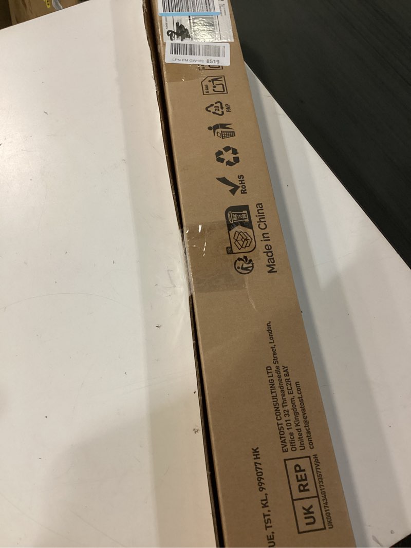 Condition photo showing New/Like New for montek ultra slim fixed tv wall mount bracket for 43–95" flat & curved tvs, super low profile 0.95" from wall, holds 150 lbs, supports vesa 800x400, fits 16"/18"/24"/32" studs