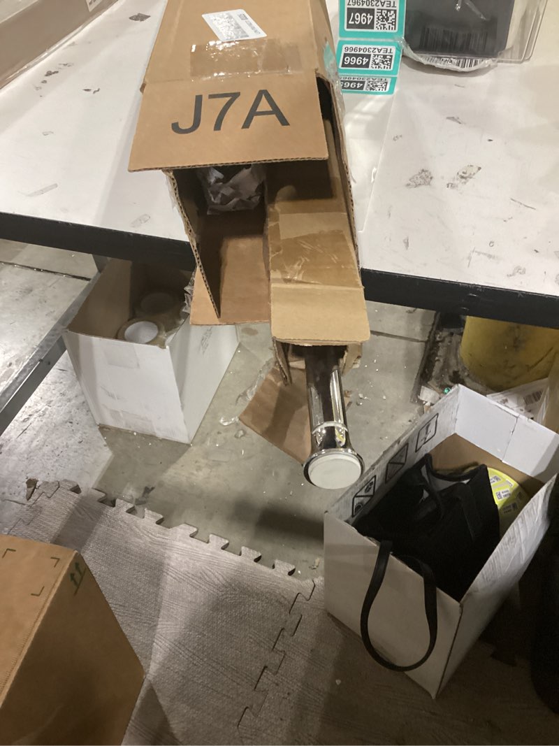 Condition photo showing Good Condition for amazon basics no drill spring tension curtain rod, adjustable 54-90" width, chrome, classic finial