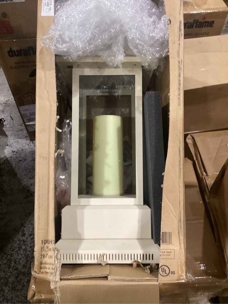 Condition photo showing New/Like New for 29” portable led electric flameless candle lantern with infrared quartz heater for indoor use, cream