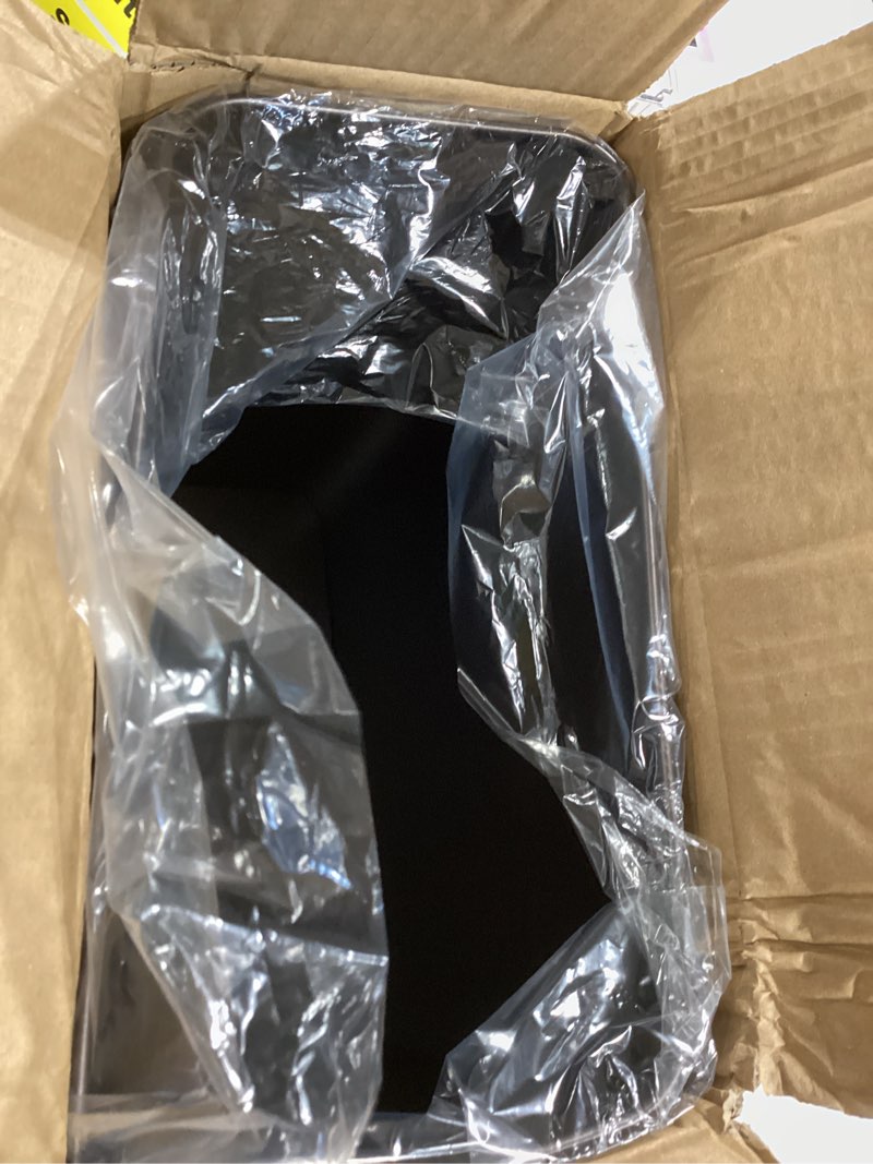 Condition photo showing Good Condition for mdesign decorative trash can, 12" x 6.25" x 13", black steel, 10 liter/2.6 gallon capacity