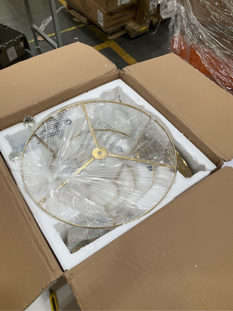 Condition photo showing Good Condition for cvkash 5 -lights crystal gold chandelier fixture modern semi flush mount ceiling light with e12 ceiling lighting for bedroom living room kitchen hallway dining room,d15.35 x h20.07 gold 15.3 inch