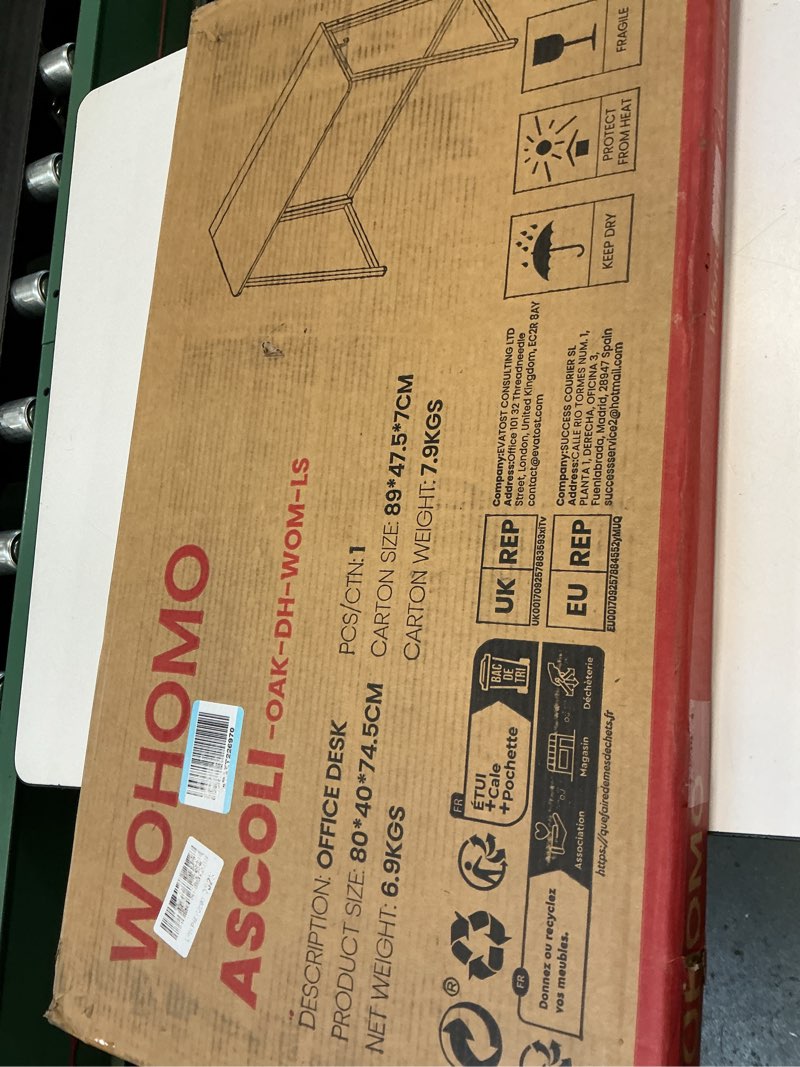 Condition photo showing New/Like New for WOHOMO Folding Desk, Small Foldable Desk 31.5" for Small Spaces, Space Saving Computer Table Writing Workstation for Home Office, Easy Assembly, Oak Small Size:31.5 x 15.7 Beige