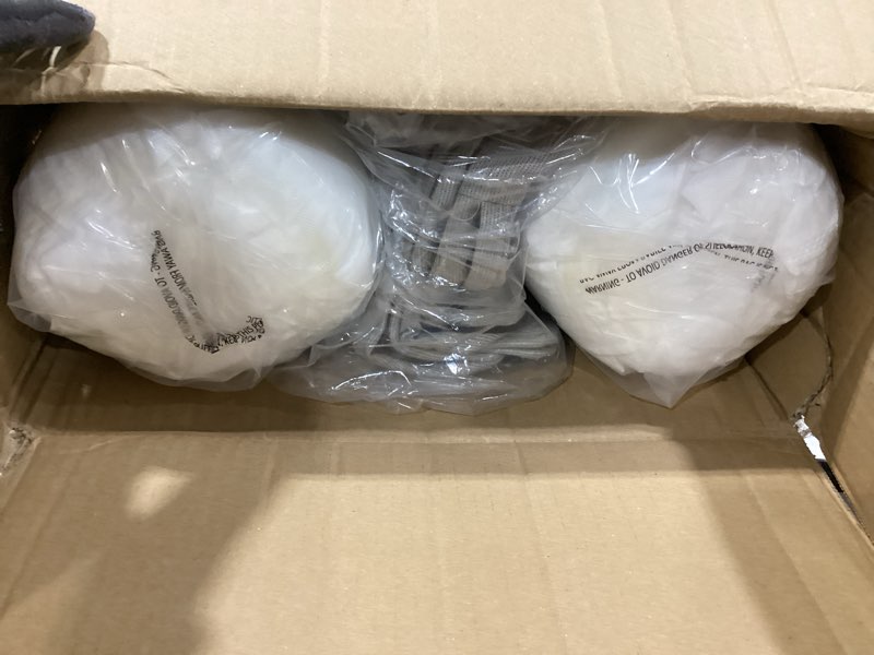 Condition photo showing Good Condition for sunbrella outdoor chair cushions set, 22" x 22", set of 2, water-repellent, fade resistant, deep seat bottom and back cushion for backyard, couch, sofa and patio furniture, specrtum pebble sunbrella specrtum pebble 22"x22"