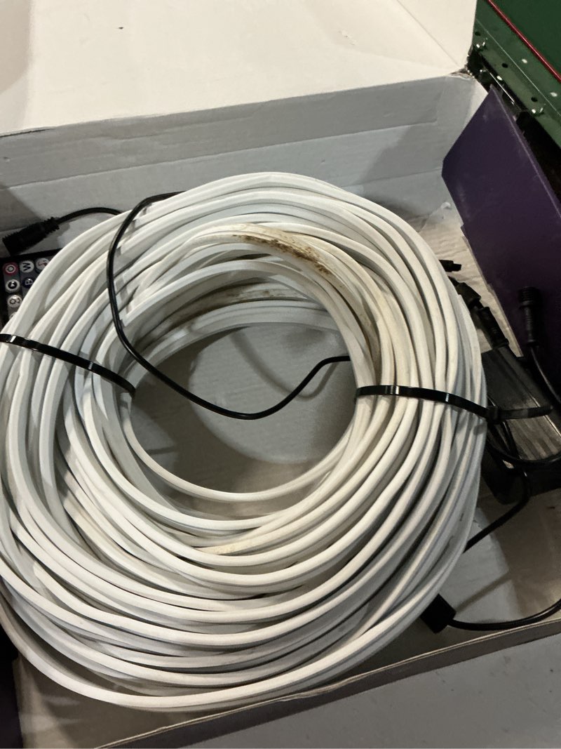 Condition photo showing As Is for fbz 200ft led rope lights, flexible neon lights control with app/remote, multiple modes, ip65 outdoor rgb waterproof, music sync gaming light strip for bedroom decor