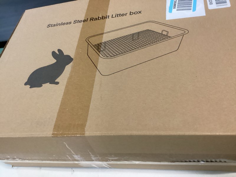 Condition photo showing New/Like New for Large Stainless Steel Rabbit Litter Box,Bunny Litter Pan with Widened Grid,Toilet Tray,High Back Wall,Deep Waste Storage (Large)