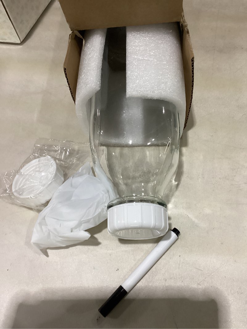 Condition photo showing Good Condition for syntic square liter glass milk bottles with airtight lid - 100% leak-proof heavy duty screw cap, 32 oz glass juice bottles w scale mark, reusable jugs pitcher for homemade juice(extra 1 lid and pen)