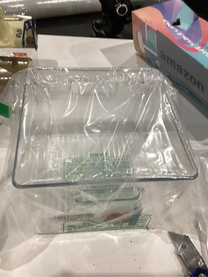 Condition photo showing As Is for idesign pantry storage bin with handles for kitchen cabinets or fridge - clear - made in usa pack of 1