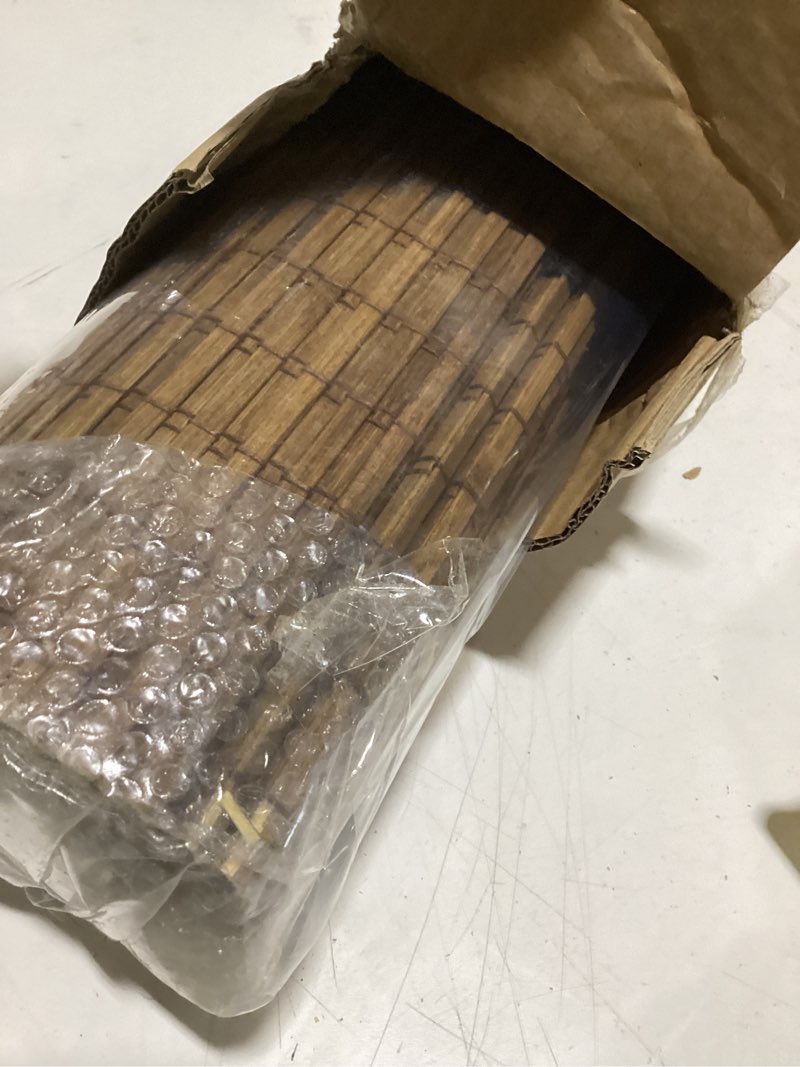 Condition photo showing Good Condition for Cordless Bamboo Roman Shades for Windows, Blinds Size (34 1/2" W × 64" H) Colour (Highfield Teak) Fits Windows (34 3/4" W × 64" H)