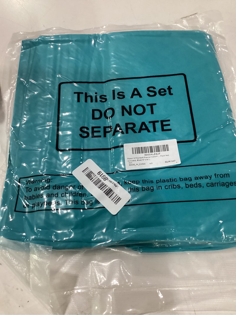 Condition photo showing New/Like New for paterr 5 pcs soft flannel cold pack sleeves reusable washable fabric cover for protective hot ice cover, cold pack not included, blue(10"x14")