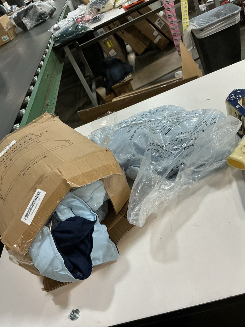 Condition photo showing Good Condition for JOLLYVOGUE Queen Comforter Set, Ultra-Soft Bed in a Bag Queen Size 7 Pieces, Oeko-TEX Certified Bedding Set with Down Alternative Comforter, Sheets, Pillowcases & Shams, Navy & Light Blue Navy & Light Blue QUEEN(88"*88")