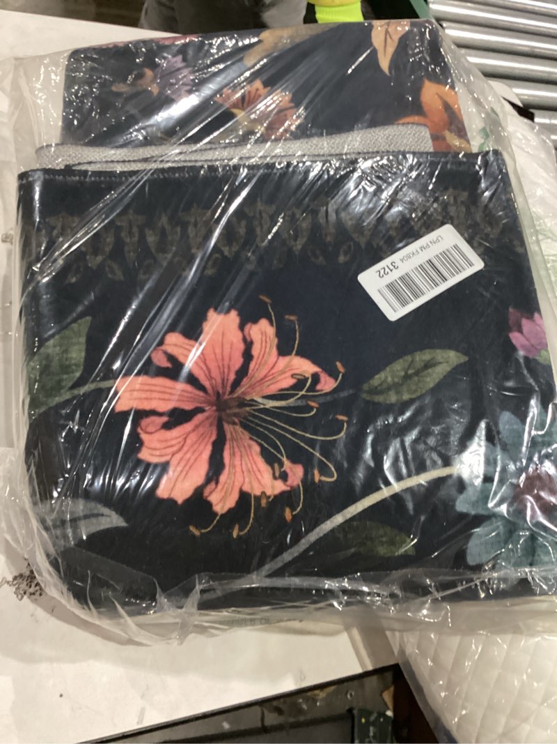 Condition photo showing As Is for Vintage Medallion Floral 5x7 Area Rugs, Machine Washable Non-Slip, Low Pile Soft Carpet for Living Room, Bedroom, Dining Room, Farmhouse, Kids Playroom, Office | Black Black 5' x 7' (Rectangular)