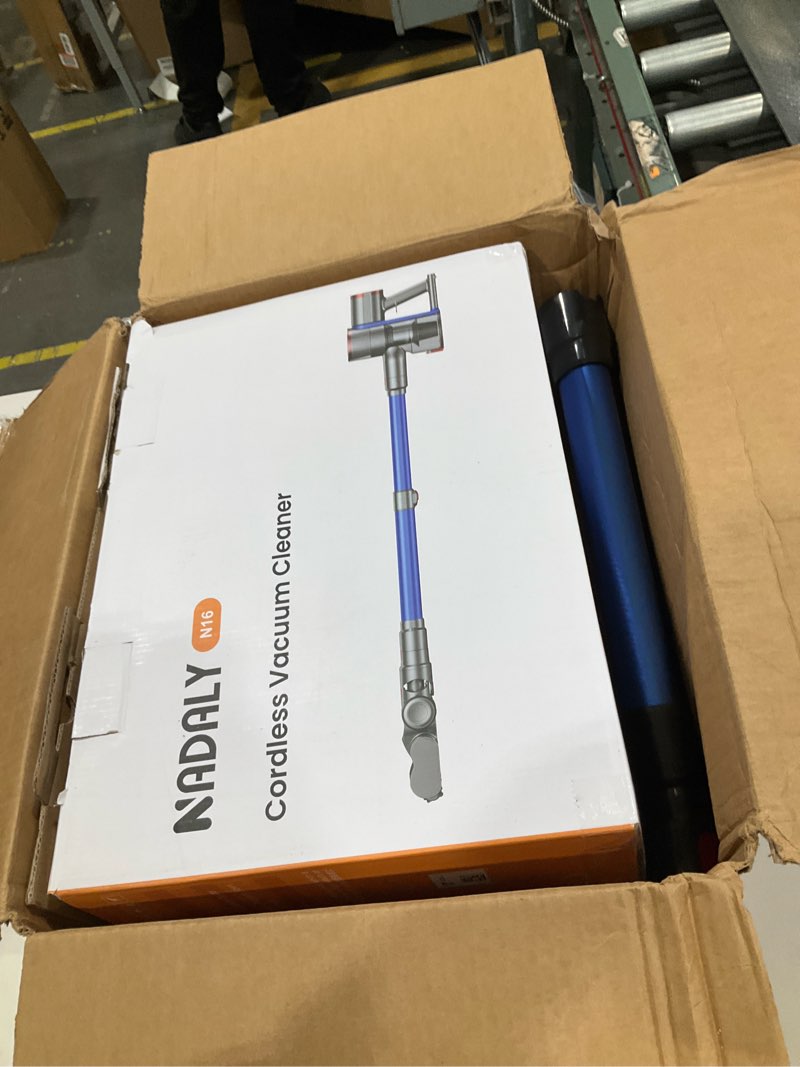 Condition photo showing As Is for NADALY Cordless Vacuum Cleaner, 550W 45Kpa 65Mins Vacuum Cleaners for Home, Stick Vacuum with LED Display, Anti-Tangle, Self-Standing, 8-in-1 Lightweight Vacuum for Hardwood Floor/Carpet/Pet Hair