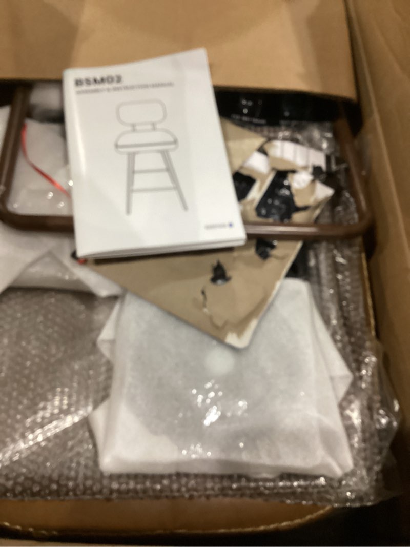 Condition photo showing As Is for MALOL Swivel Bar Stools Set of 3, Mid Century PU Leather Counter Height Bar Chairs with Low Back and