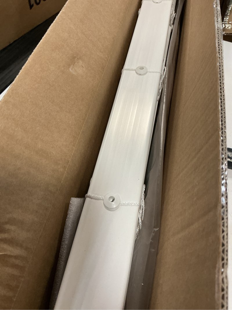 Condition photo showing Good Condition for lazblinds 2-inch cordless faux wood blinds with royal valance, room darkening horizontal window blinds, inside mount blinds for windows - actual blinds size: 26.5'' w x 48'' h - white white 26.5"w x 48"h